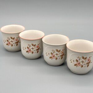Vintage Countryware Stoneware Peachwood Floral Coffee Cups Set Of Four Japan